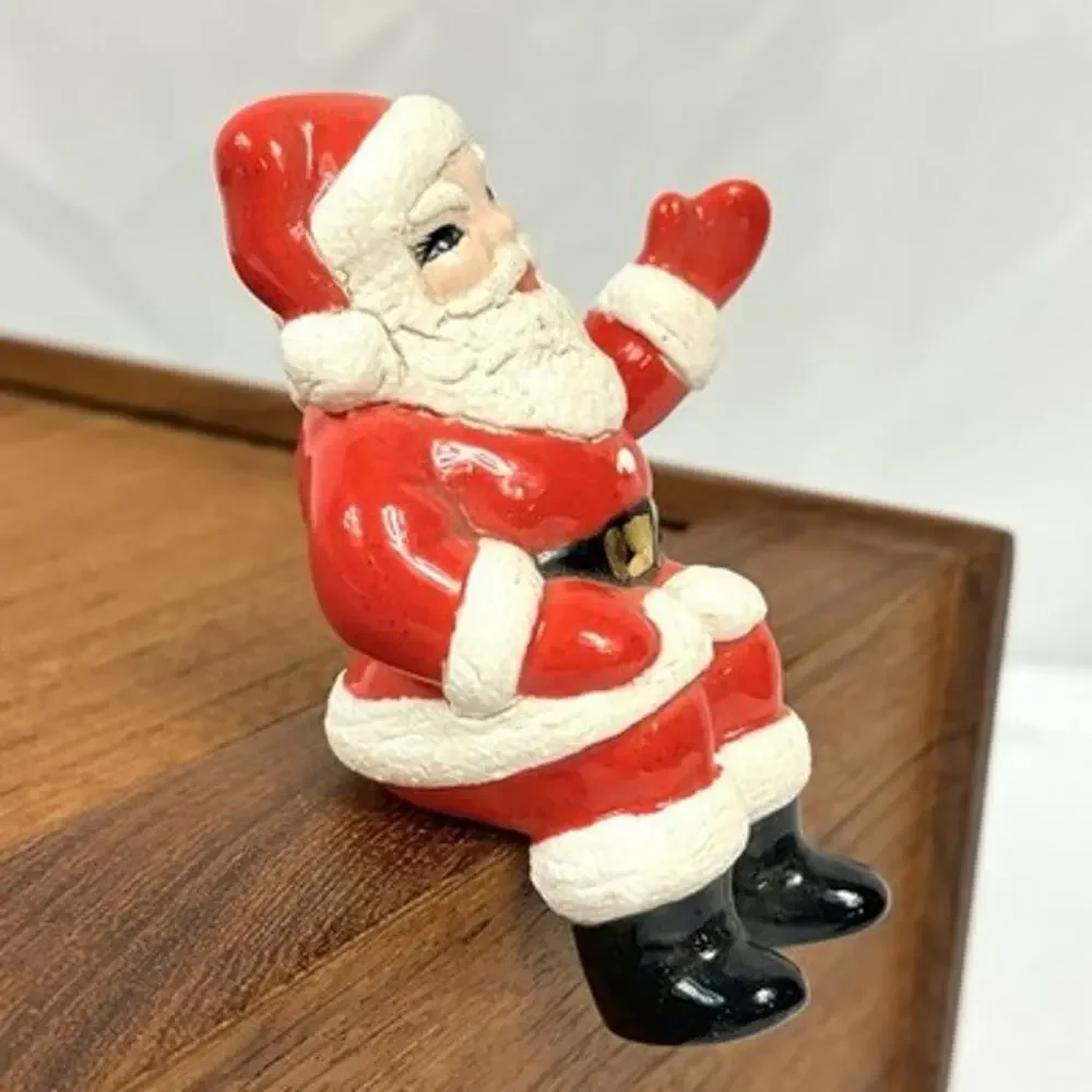 Vintage Ceramic Santa Shelf Sitter Figurine Retro Mid Century Christmas Decor